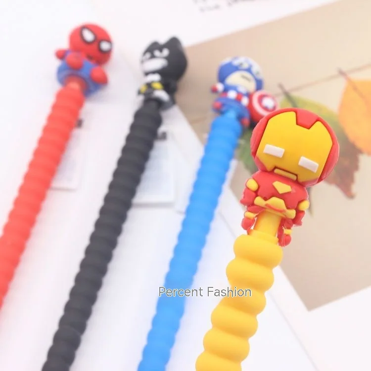 1-36 пръчки аниме момче натиснете молив канцеларски награда силиконова глава Spider Man Супермен капитан дейност молив 0.5mm писалка