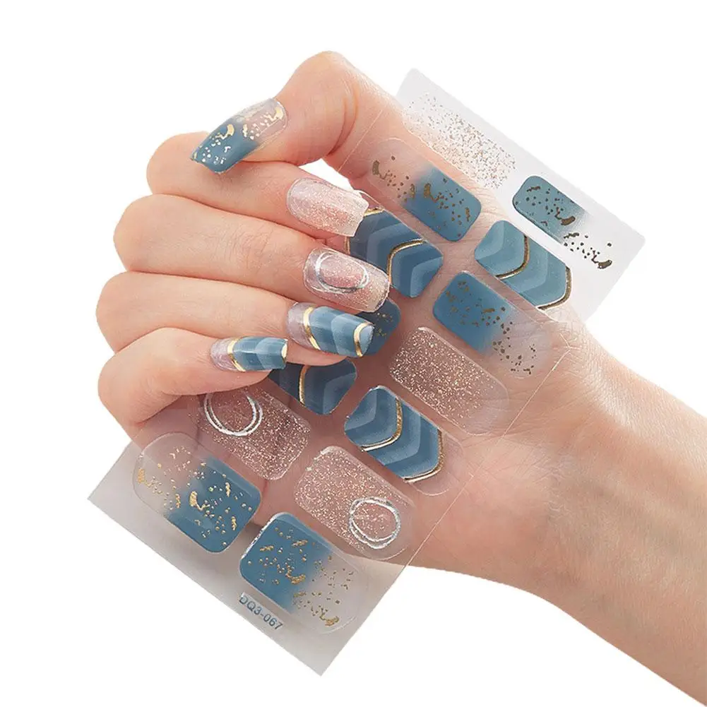 Нов полу излекуван гел нокти изкуство стикери мода твърди нокти нокти нужда от ваденки стикер за цветна декорация маникюр I5A9