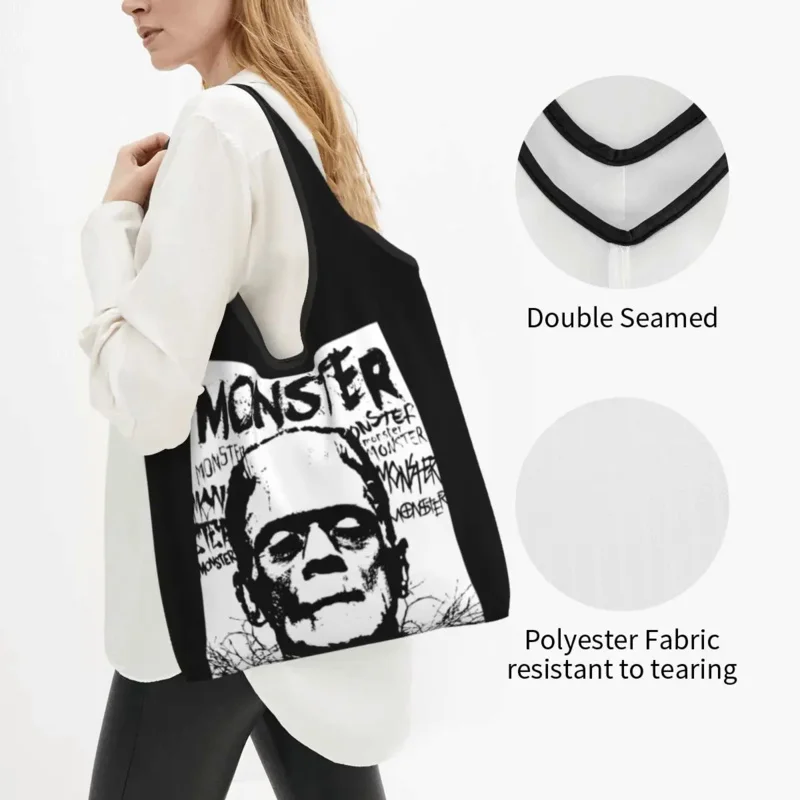 Чудовище за многократна употреба Франкенщайн пазарска чанта за хранителни стоки Сгъваема класическа Хелоуин Карлоф Дракула ужас хранителни чанти голяма пазарска чанта