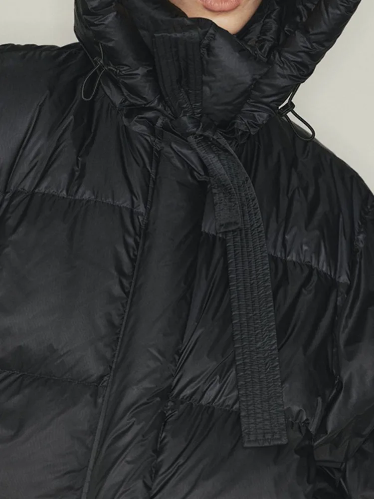 DEAT мода жени памук подплатени палто с качулка шнур покрит бутон супер леки къси парки якета зима 2024 Ново 7AB2511