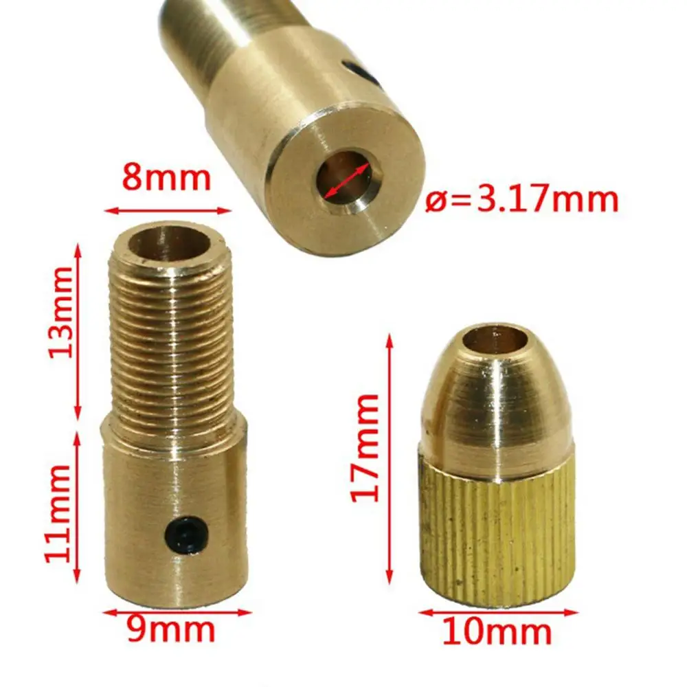  1 ~ 10PCS 0.5-3mm мини пробивни патронници Micro Collet месинг W / гаечен ключ адаптер домакински електрически аксесоари за мощност ротационен инструмент