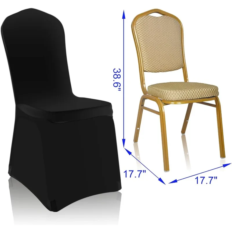 Stretch стол капак 100PCS черен ликра миещ се стол Slipcovers за парти декорации, трапезария, банкет, сватба