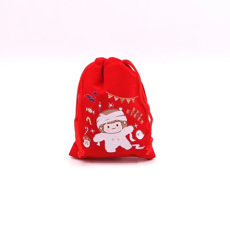 Нов Хелоуин кадифе бонбони чанта сладък сладък малък подарък чанта изящни карикатура подарък съхранение малка кърпа чанта
