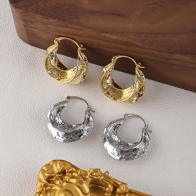 Модерни бижута капка обеци нова тенденция популярен стил неправилен кръг металик месинг злато цвят метални обеци за жени подаръци