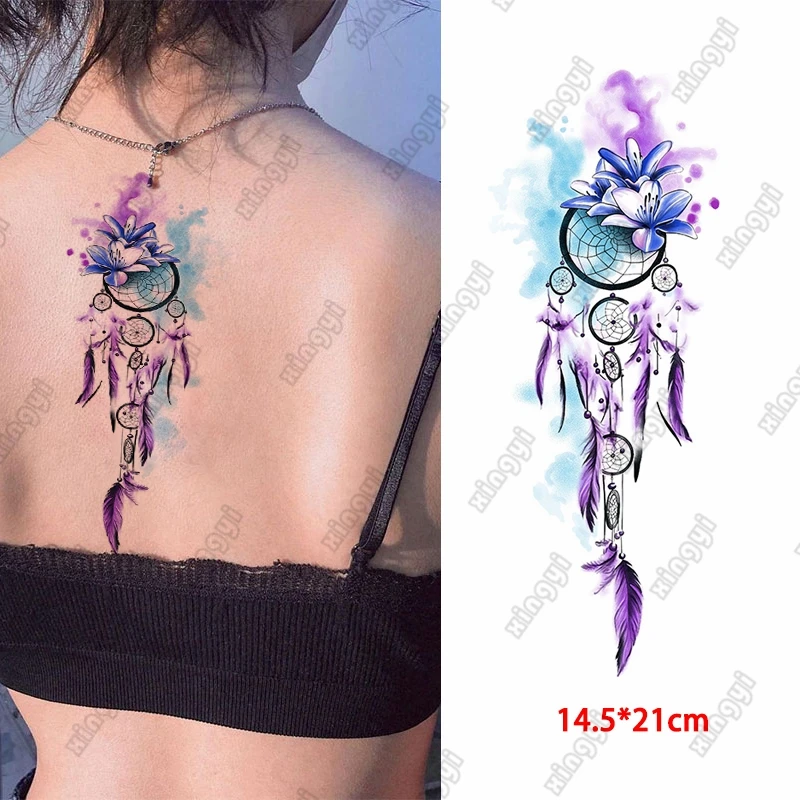 Водоустойчив временен стикер Tatto Цвят Пеперуда папийонка флаш татуировка жени Бухал вълк огън Феникс боди арт ръка фалшив Tatoo мъже