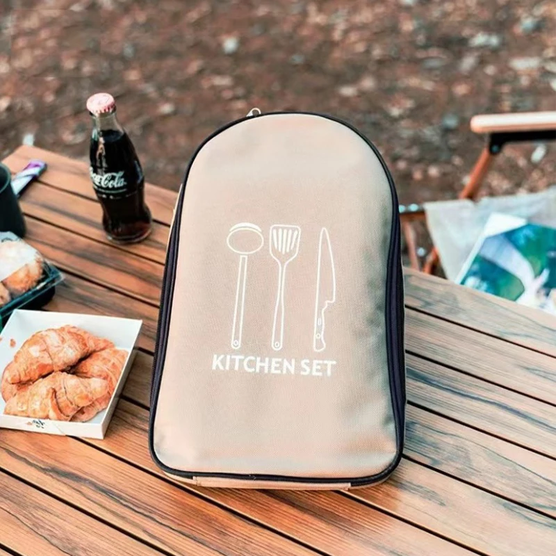 8pcs къмпинг кухненски прибори комплект с чанта за носене барбекю плаж туризъм пътуване организатор съхранение пакет готвач джаджи оборудване съоръжения