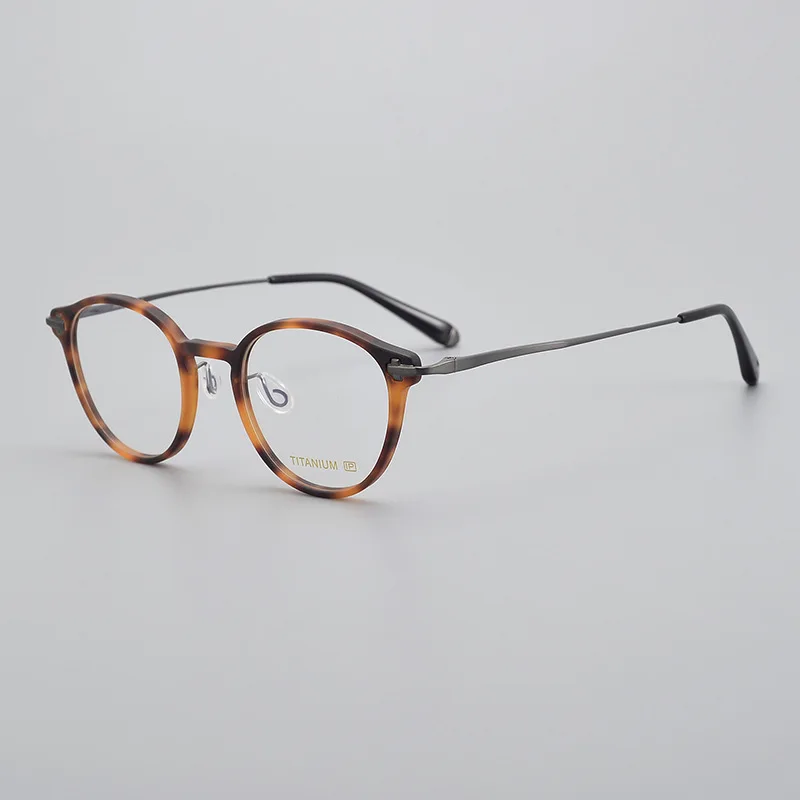 Висококачествени ретро кръгли оптични очила рамка мъже реколта титанов матов ацетат очила за жени класически литературни очила