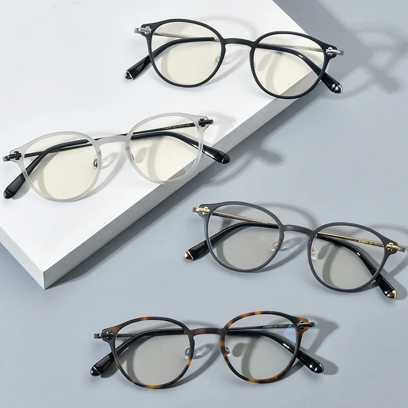 Висококачествени ретро кръгли оптични очила рамка мъже реколта титанов матов ацетат очила за жени класически литературни очила
