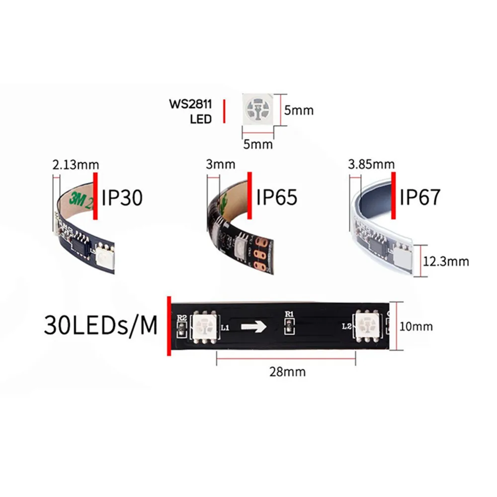 WS2812B WS2812 RGB Led лента светлина лента T-1000S SD карта пиксели RGB Led контролер DC5V Led трансформатор комплект 5m 10m