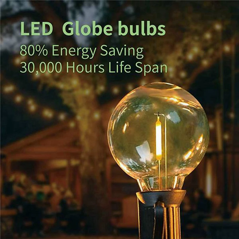 9Pcs G40 LED заместващи крушки, E12 винтова основа нечупливи LED глобус крушки за слънчеви струнни светлини топло бяло