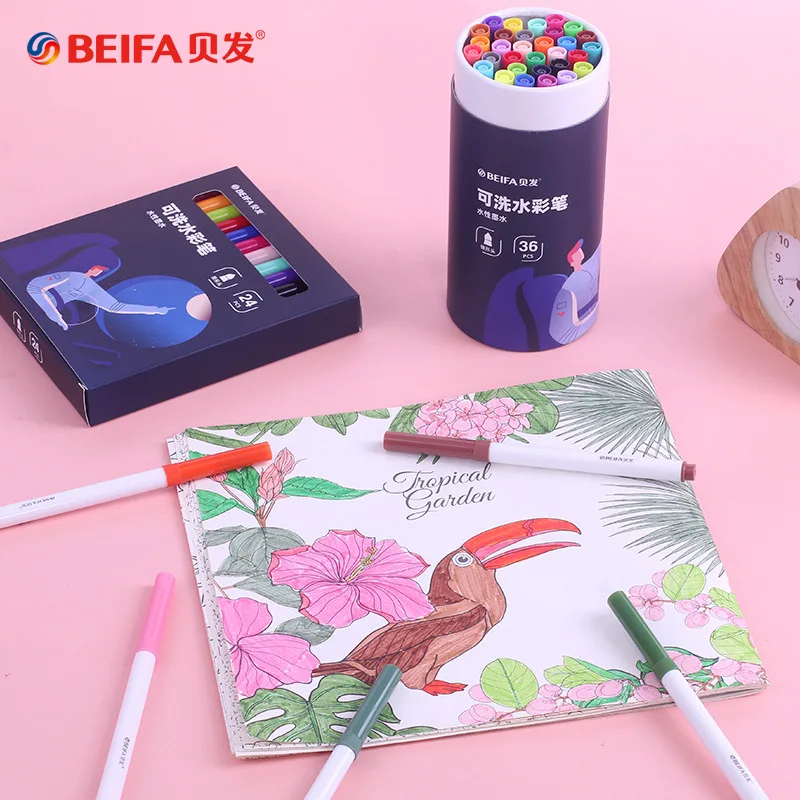 BEIFA миещи се 12/24/36 цвята маркер писалки безопасни и нетоксични акварел писалка комплект за скална живопис камък изкуство канцеларски материали
