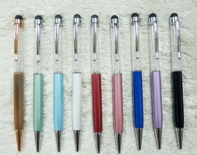Диамантени кристални химикалки + капацитивен стилус писалка 2 в 1 новост метал Zakka докосване Ballpen канцеларски подаръци