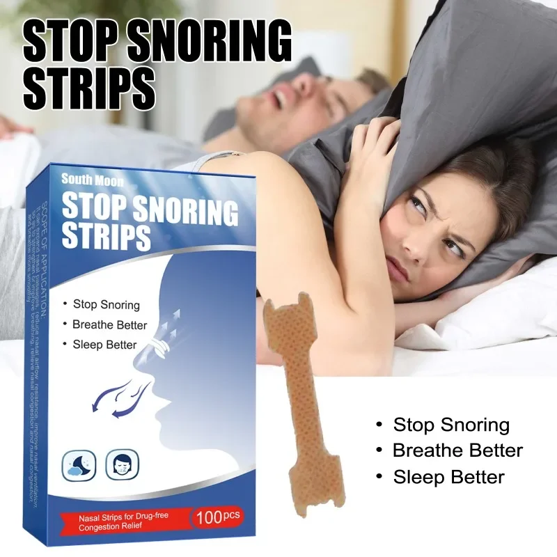 100PCS Дихателни ленти за нос Дясна помощ Спрете хъркането Кръпка за нос Добър Sleep Patch Продукт По-лесно дишане Помощ за сън Decive