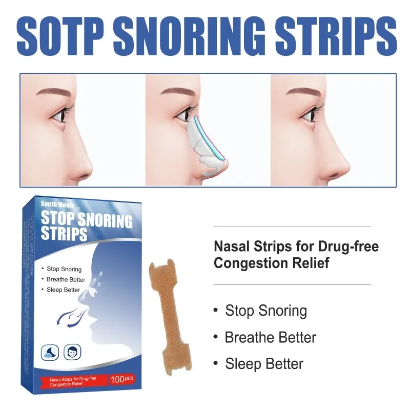 100PCS Дихателни ленти за нос Дясна помощ Спрете хъркането Кръпка за нос Добър Sleep Patch Продукт По-лесно дишане Помощ за сън Decive