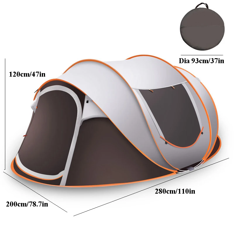 3-4Persons Pop Up Throw Tent Automatic Waterproof Large Space Family Outdoor Camping Portable Tourist Self-driving BBQ Equipment