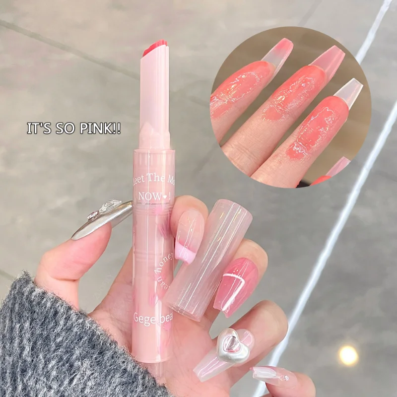 Jelly Pink Lip Tint Mirror Glass Lip Glaze Clear Water Light Solid Lip Gloss Heart-shaped Moisturising Lipstick Lips Makeup