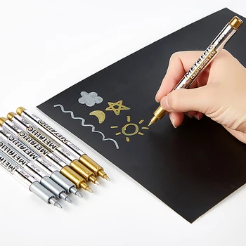 DIY метален водоустойчив постоянен маркер за боя Златни и сребърни за рисуване Студентски консумативи Маркер занаятчийска писалка