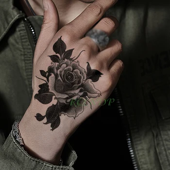 водоустойчив временен татуировка стикери роза цвете растение ръка ръка Фалшив Tatto Flash Tatoo Боди Арт татуировки за момичета Жени Мъже хлапе