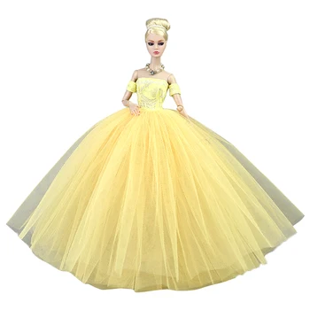 NK Официален 1 бр жълта сватбена рокля за кукла Барби 1/6 парти вечерна рокля балон пола облекло облекло облекло аксесоари играчки