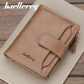 Baellerry Wallet Мъжки къси корейски модни мулти карта цип портфейл голям капацитет шофьорска книжка карта чанта