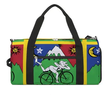 Albert Hoffman Bicycle Day 4k Redesign Version LSD Sports Bags Lsd Bicycle Day 75 Bicycle Day Swimming Gym Bag Graphic Handbags