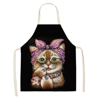 Сладък котка модел кухня без ръкави престилки жените бельо петно устойчиви лигавници Начало почистване готвене деца 