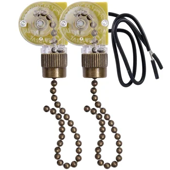 Превключвател за осветление на вентилатора на тавана Zing ухо ZE-109 Двупроводен превключвател за осветление с издърпващи шнурове за вентилатори за таван Вентилатори Лампи 2бр бронз
