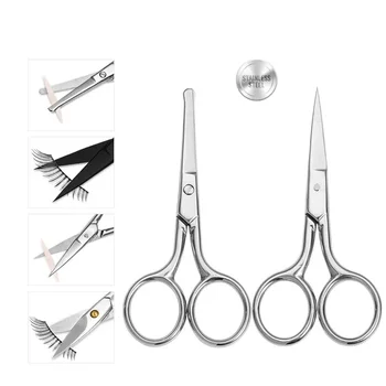 Професионални ножици за вежди от неръждаема стомана извити ножици за ножове за кожички за маникюр тример за отстраняване на коса