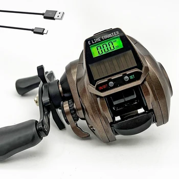 5 + 1BB Риболовна макара за примамка, 7 21 1 Предавателно отношение, аларма за ухапване, USB и слънчево захранване, нископрофилен дизайн, максимална спирачна сила 8kg