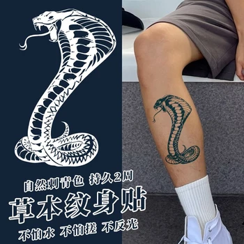 Билкова змия татуировка стикер за жени мъж бедрото ръка изкуство временно татуировка водоустойчива кобра пепелянка фалшива татуировка пънк траен стикер