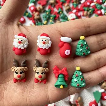 20pc Коледа карикатура нокти комплект (дърво, лос, камбани, Дядо Коледа)3D аксесоари нокти изкуство DIY занаятчийски части на едро нокти декорация