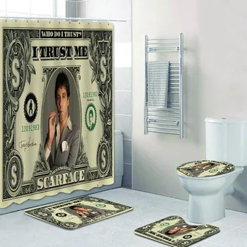 Белязани САЩ долар стил плакат душ завеси и килим комплект кръстник изкуство декоративна завеса за баня и постелки за баня декор