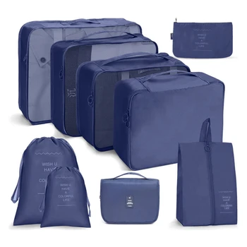 8 броя комплекти пътуване съхранение чанта водоустойчив багаж опаковане кубчета измиване пакет облекло бельо обувки чорап грим организатор