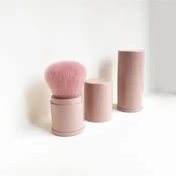Розова прибираща се четка Кабуки - Луксозна мека многофункционална фон дьо тен бронзант Blush Contour Highlight Brush