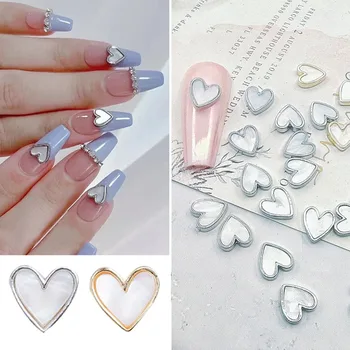 20pcs 3D сплав сърце нокти талисмани злато сребро сърце талисмани за нокти метал сърце нокти изкуство сексапил нокти скъпоценни камъни кристали за нокти