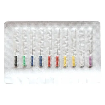 10Pcs / Pack Стоматологични ендодонтски коренови канални файлове Почистване на гладка игла квадратна бодлива брояч за Endo 21mm / 25mm стоматология инструменти