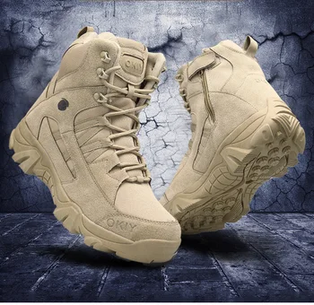 2023 Военни боти до глезена Мъже Външна естествена кожа Тактически бойни мъжки ботуши Армия лов работни ботуши за мъже обувки Casual Bot