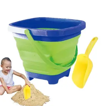Сгъваема пясъчна кофа плажна кошница за деца с пясъчна лопата Сгъваема кофа Комплект летни сгъваеми плажни играчки Къмпинг