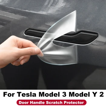 За Tesla Model 3 Model Y 2017-2023 Дръжка за врата Протектор за надраскване - Обърната дръжка на вратата Боя Защитно TPU филм Облекло за кола