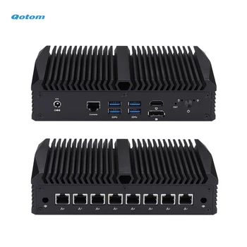 Qotom 8 LAN Mini PC Core i7-10710U 6 ядра до 4.7 GHz Fanless Desktop PC 8x I225V 2.5G LAN Firewall Router