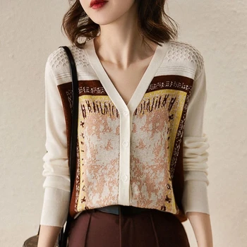 Плетен топ за жени Mesh дамски пуловери V-образно деколте Графична жилетка Плетене на една кука Високи върхове Корейски стил дизайнер 2023 Нова колекция