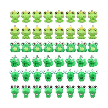 48 бр. Жабешки талисмани за бижута, които правят насипни сладки животински висулки Зелена жаба ключодържател талисмани малки бижута вземане на сексапил