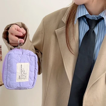 Мода сладък площад ватирани съединител козметична чанта грим торбичка жени преносим тампон санитарна салфетка санитарни подложки организатор чанта