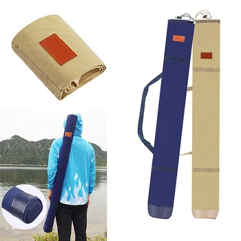 1Pc Сгъваема преносима чанта за риболовен прът Голям капацитет риболовен чадър чанта Удебеляване платно прът чанта Аксесоари за риболовни съоръжения