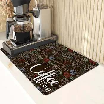 Противоплъзгаща се кухненска дренажна подложка Подложка за сушене на чаши Водоустойчива мека кафе машина Мат TPR Dish Сушене Мат Кафе