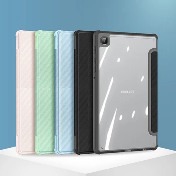 За Samsung Galaxy Tab A7 Lite случай тройно сгънати стойка PU кожа Smart Flip капак с държач за молив за Tab A7 Lite Dux Ducis
