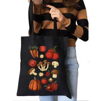 Сладък зеленчуков супермаркет пазарска чанта за жена купувач за многократна употреба еко платно голям капацитет чанти голям капацитет странична чанта