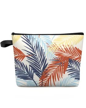 Тропически абстрактни палмови листа жени преносим чанта за съхранение торбичка салфетка козметични чанти организатор дами грим чанта