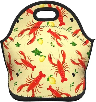 червен омар лимон безшевни модел неопрен обяд чанта кутии,трайни термична голяма пазарска чанта организатор охладител Бенто чанти