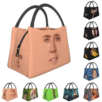 Никълъс Кейдж Meme изолирани чанти за обяд за жени смешно преносим термичен охладител Bento кутия работа пътуване плодове пресни чанта за съхранение